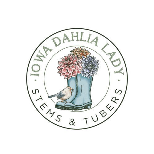 Hand-drawn logo for Dahlia flower farmer 