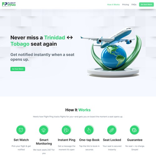 Flight Ping – Flight Seat Alert Landing Page