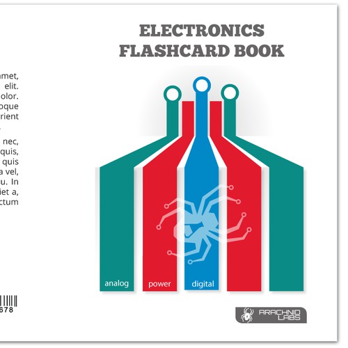 Create an electronics flashcard book layout for Arachnid Labs