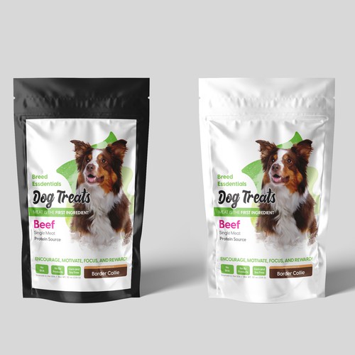 Dog Treat Packaging with Breed Specific Labels