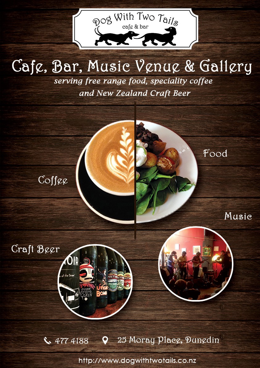 Create a poster to promote an eclectic Cafe, Bar & Music Venue.