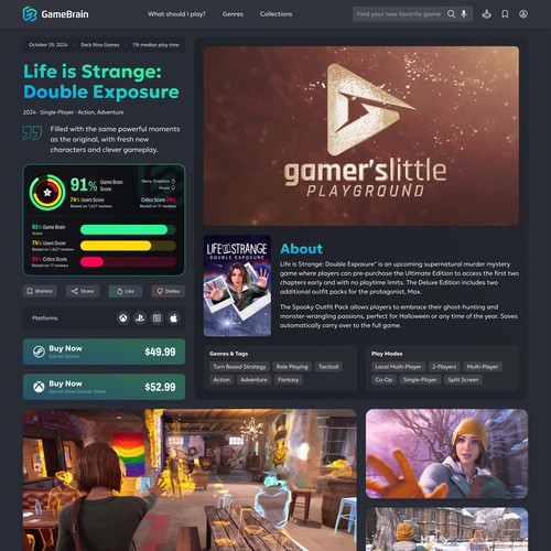 Game Review Details Page Design