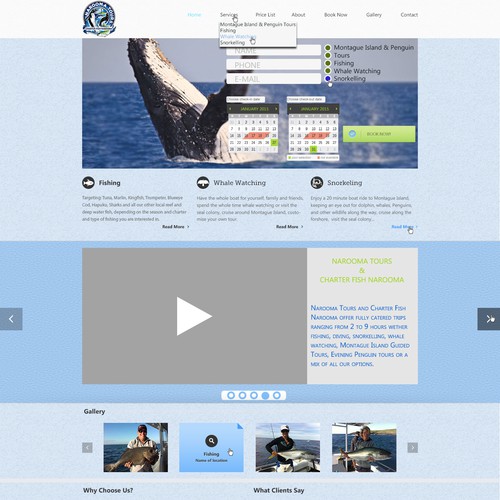 Create a landing page for Narooma Tours & Charter Fish Narooma