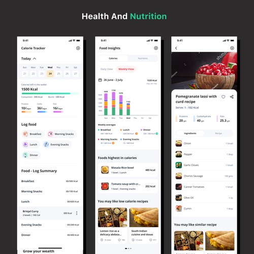 Health and Nutrition - Native App Design