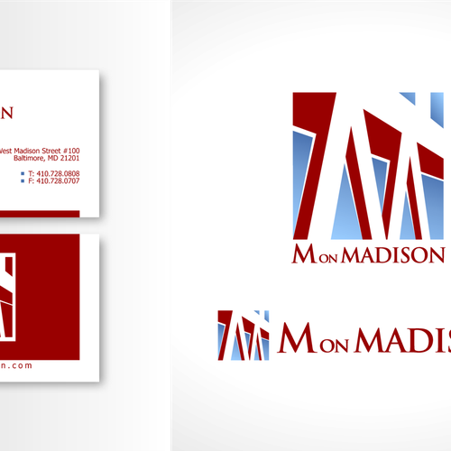 logo and business card for M on Madison