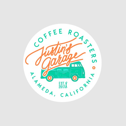 Logo concept for an amazing coffee roasters company from Alameda, California. With their beautiful 1962 Volkswagen single cab truck illustration in it!