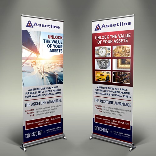 Create a vertical exhibition banner for Australia's leading personal asset lender