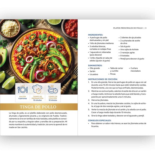 Interior spread example from Spanish cookbook.