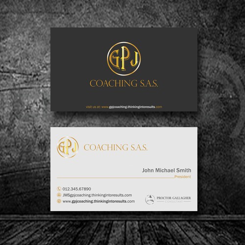 Create an exclusive business card for an executive coaching company