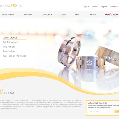 Webpage design for Jewelry Company