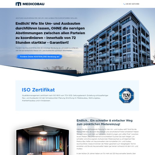 Landing page design