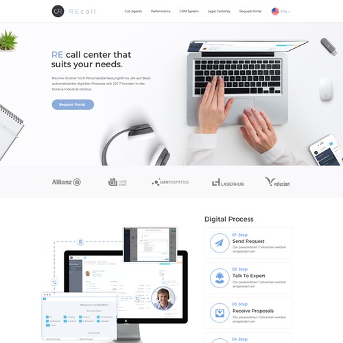 Landing Page design for Call Center tech company