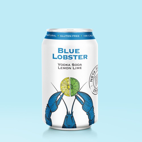 Packaging design for Blue Lobster Vodka Soda