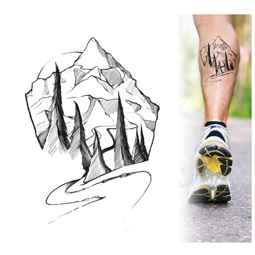 Mont Blanc Running Tattoo