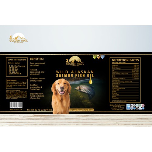 Label for natural supplements for dogs