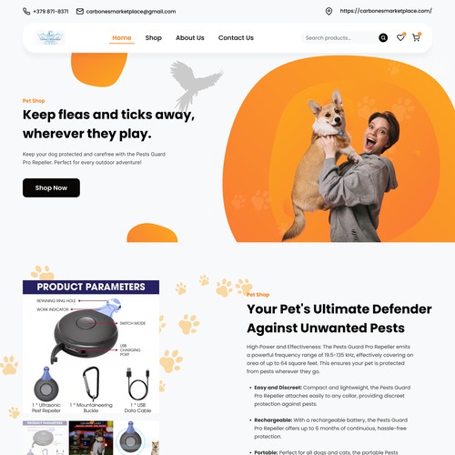 Pet product website