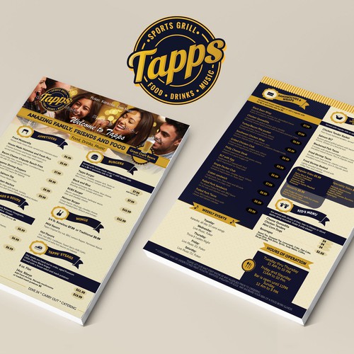 TAPPS Sport Grill Menu Design