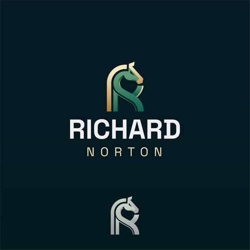 monogram logo Letter R + horse - elegant modern
