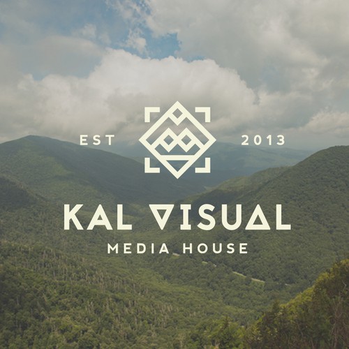 Create a crisp, minimalistic, and vintage style design for Kal Visuals Media and Production house