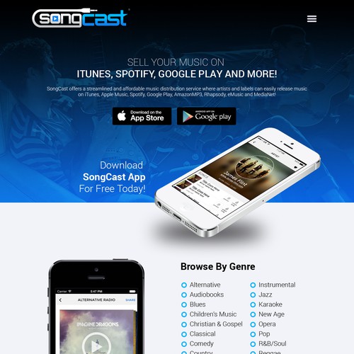 Songcast Radio Landing Page