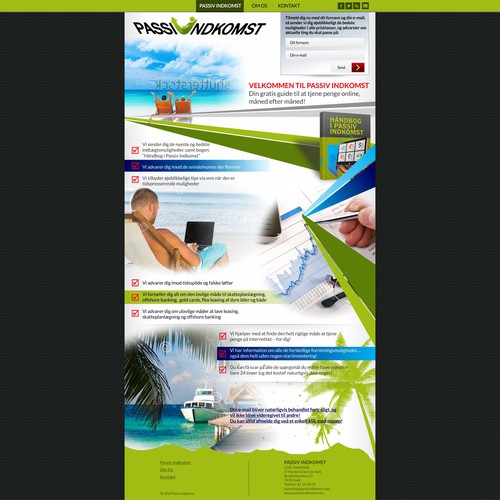 Landing page for Internet Marketing newsletter
