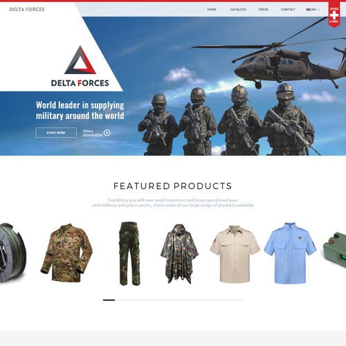 mockup for military gear site