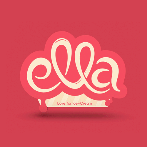 Ella Ice-Cream - logo and custom shape business card