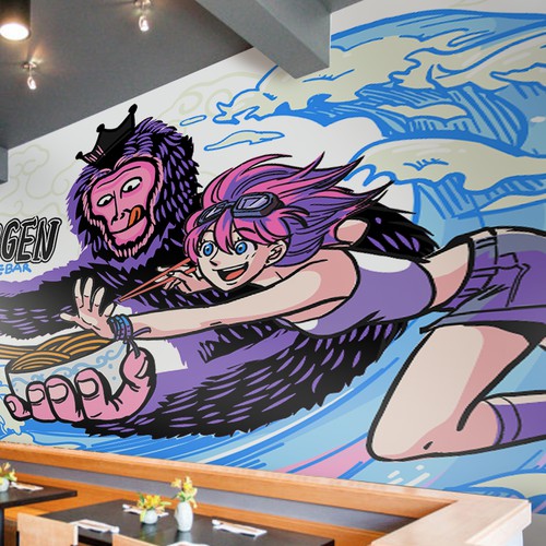 Mural illustration for a restaurant