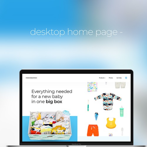 desktop web page design concept for baby box website