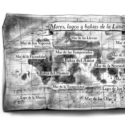 a sketched map of the moon