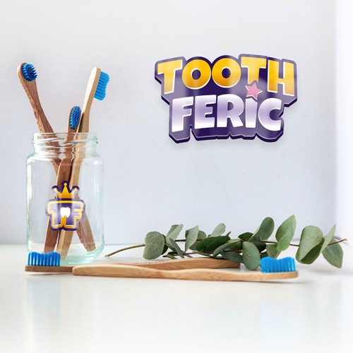tooth fairy-superhero themed logo for dental clinic