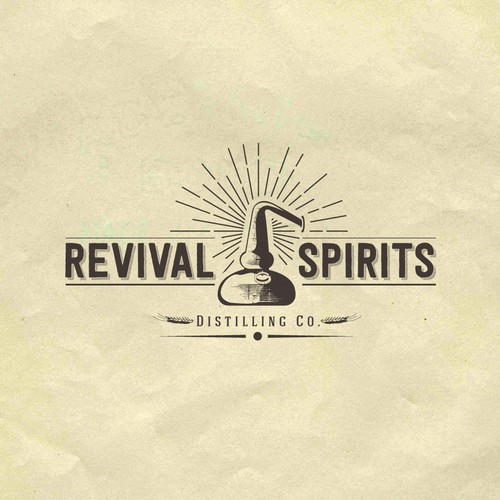Old School craft distillery logo for Revival Spirits Distilling Co.
