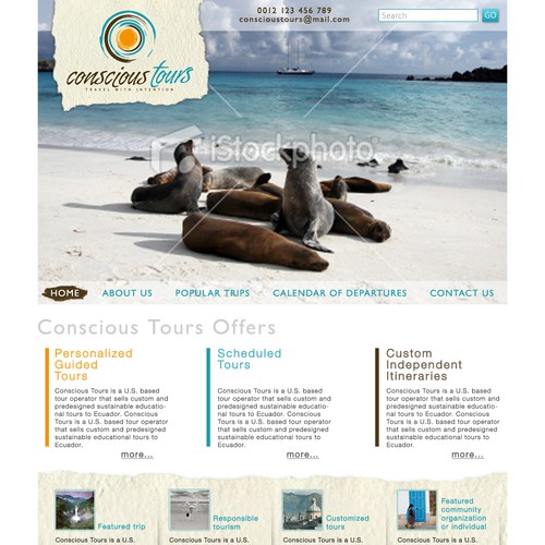 CONSCIOUS TOURS needs ARTISTIC & CLEAN website homepage