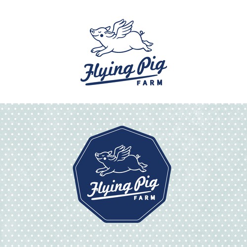 An unique pig logo with an organic look