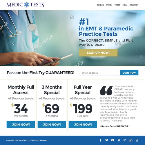 Medic Test Landing Page