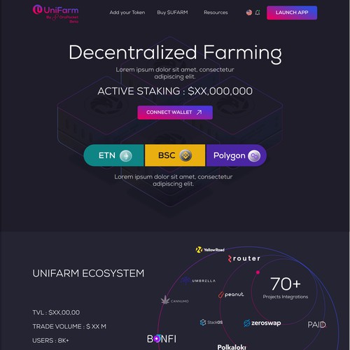 Landing Page Design for Blockchain Based Staking Platform