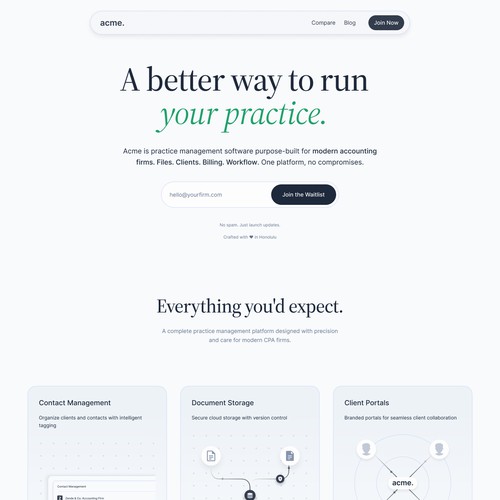 Acme Landing page