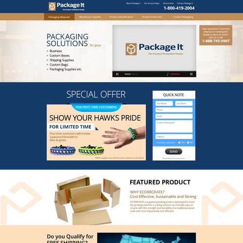 Packageit.com - Home Page Re-skinning