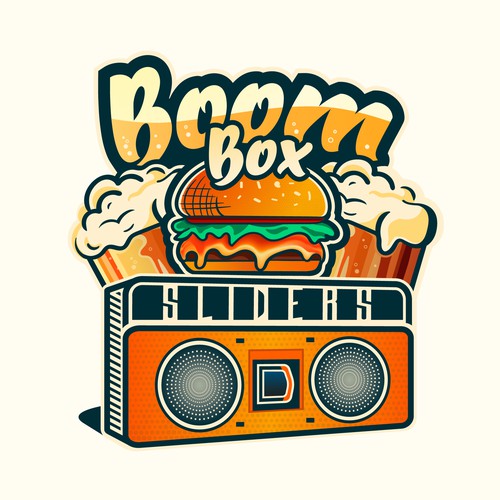 Boom Box Sliders Retro Logo