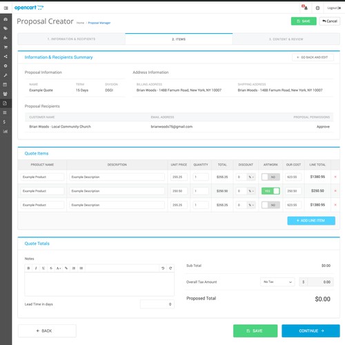 UI/UX Design for a Quote Generating System