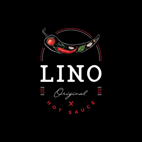 Hand-drawn logo for hot sauce