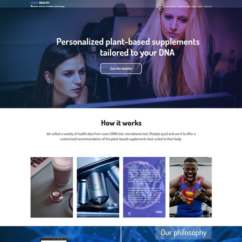 landing page for biotech company