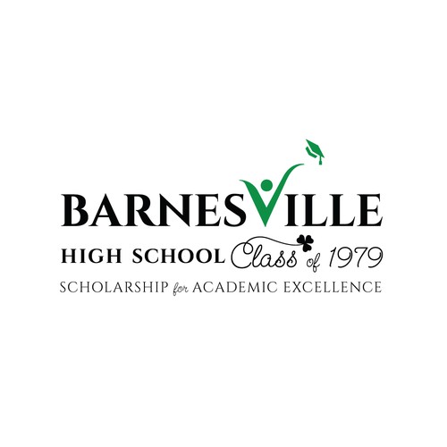 A wordmark logo with a Victory logo icon for a school
