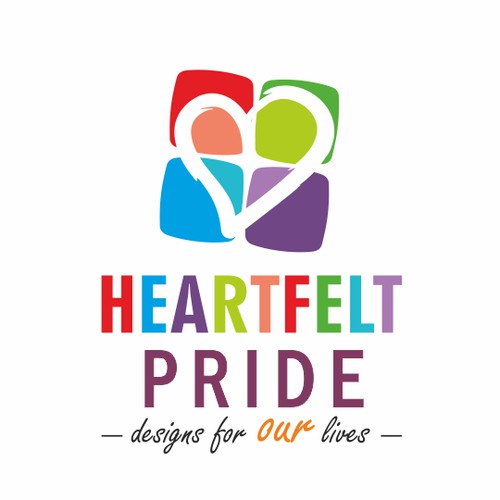 Create a Colorful Warm Logo for an Inspiring Gay and Lesbian Apparel Company - Heartfelt Pride