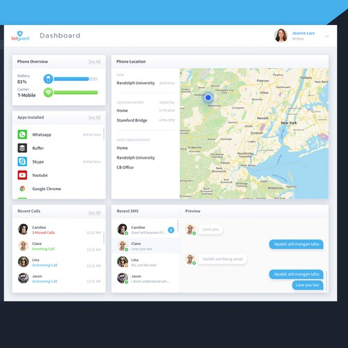 Dashboard Design for KidGuard