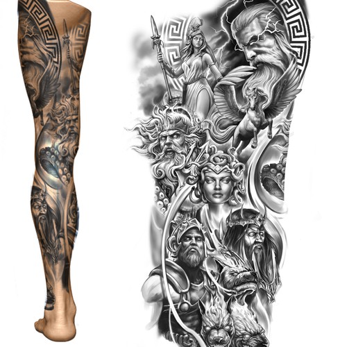 Greek Mythology concept for a Leg sleeve