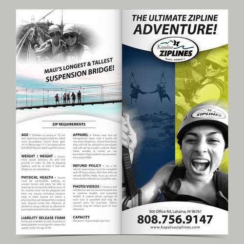 Brochure for Kapalua Ziplines