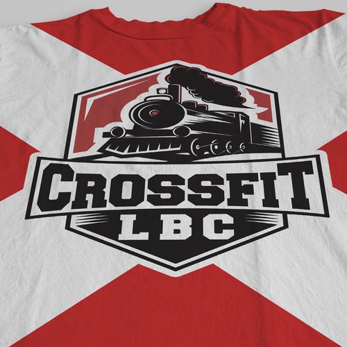 An unique crossfit gym logo which is representing a locomotive with kettle bell on the front.