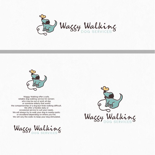 Create a fun modern logo for a local dog walking business