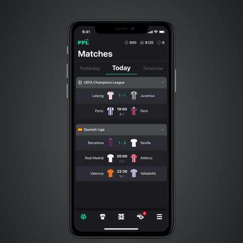 iPhone App Design - Fantasy football app